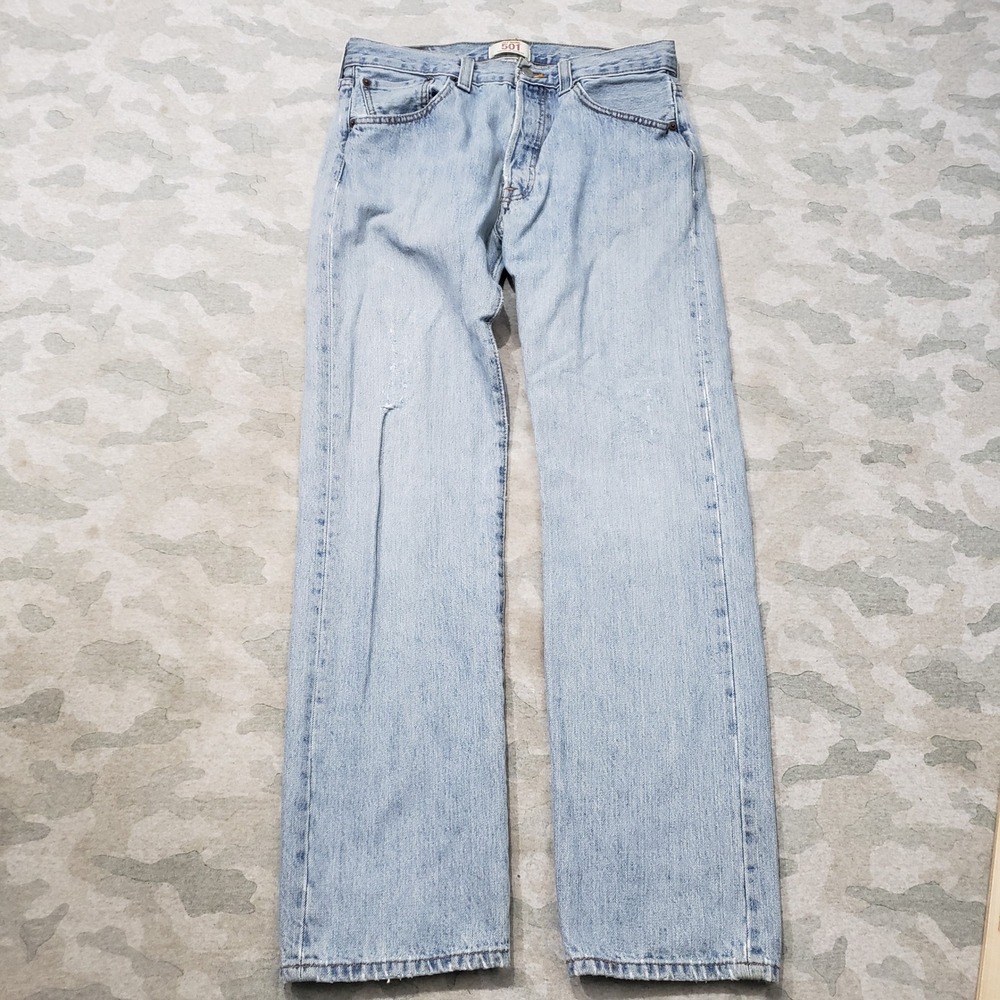 Vintage Levis 501 Jeans Mens 32x32 Blue Straight Leg Button Fly Denim Light Wash